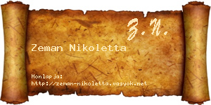 Zeman Nikoletta névjegykártya